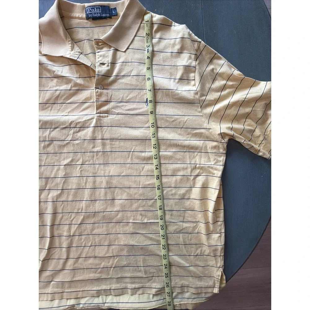 Polo By Ralph Lauren Men's Yellow And Blue Striped Short Sleeve Polo Size L Peru